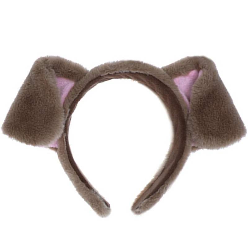 Lovely Furry Animal Ears Headwear Hair Hoop Plush Dog Ears Headdress Simulation Animal Ear Headband for Daily Wear