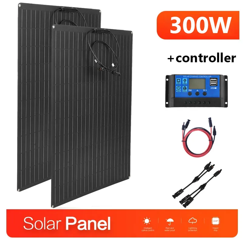 

Гибкая солнечная панель 300 А, Вт, 18 в, высокоэффективный портативный внешний аккумулятор, Аварийная зарядка, уличные солнечные батареи для дома и кемпинга