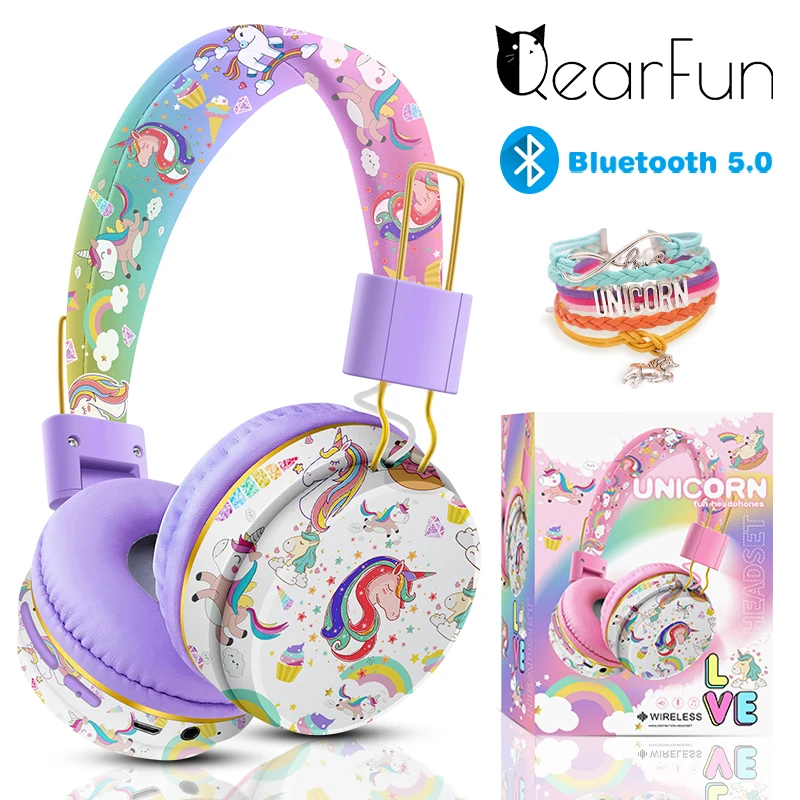 iClever Cuffie Bluetooth per Bambini, BTH13 Cat Ear LED Cuffie Wireless Bambini con Mic, 50 Ore di Riproduzione, 74/85dBA di Limitazione del Volume