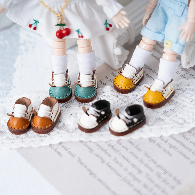 OB11 Doll Shoes Accessories Handmade Cowhide Boots and Bear Shoes P9 Plain GSC 1/12 Points Bjd