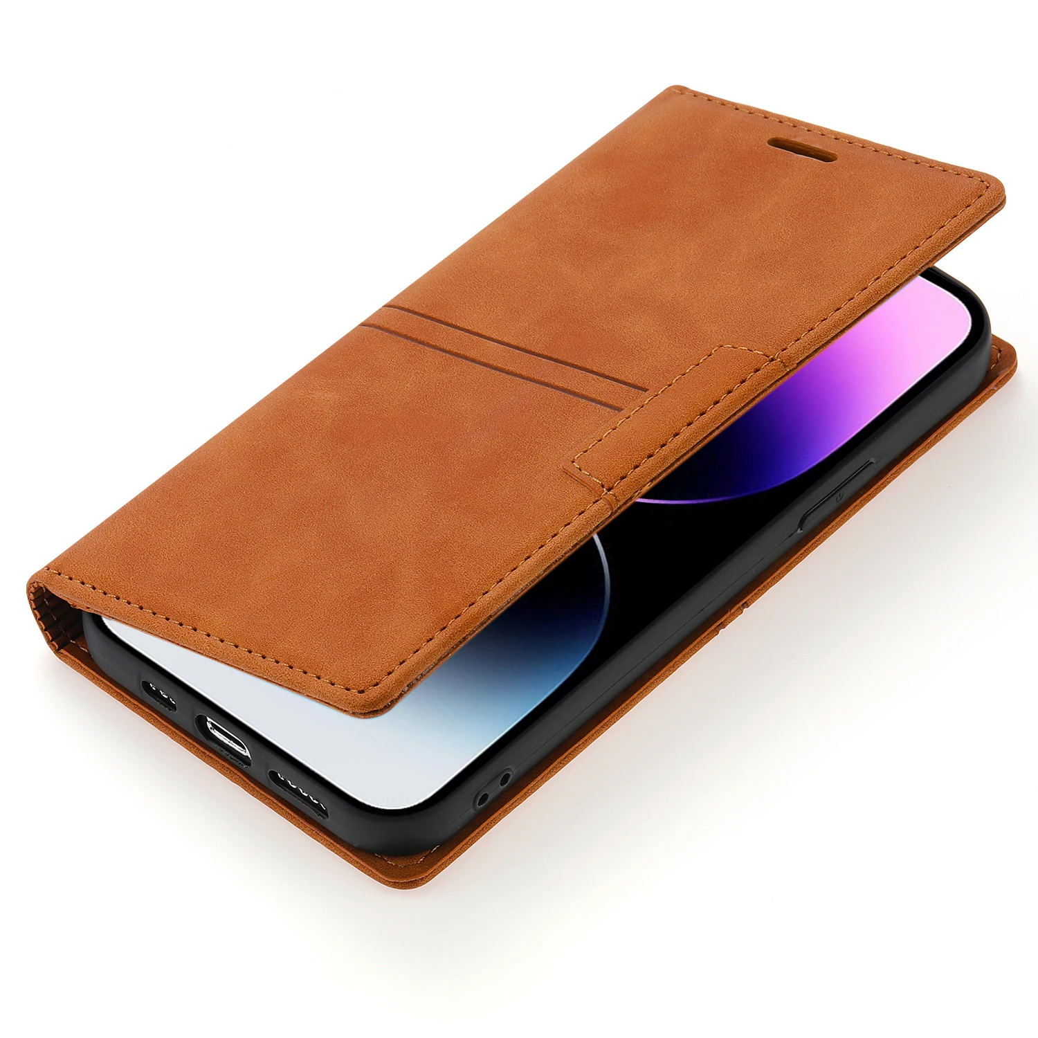 Elegant Leather Flip Wallet Case with Magnetic Card Holder
