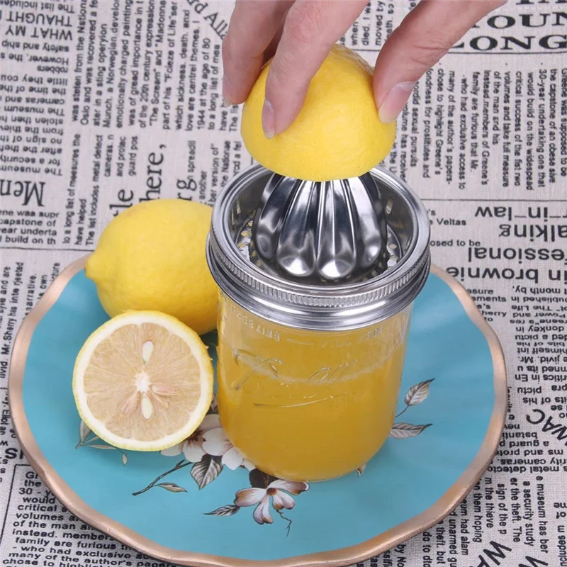 2PCS Jar Stainless Steel Juicer Lid Citrus Reamer for Mason Jar Lemon Juicer Manual Citrus Wide Mouth Cover HOT