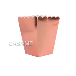 Set of 12 Pink Popcorn Boxes for Celebrations - Party, Birthday, Wedding & Baby Shower Supplies (Foil rose gold)