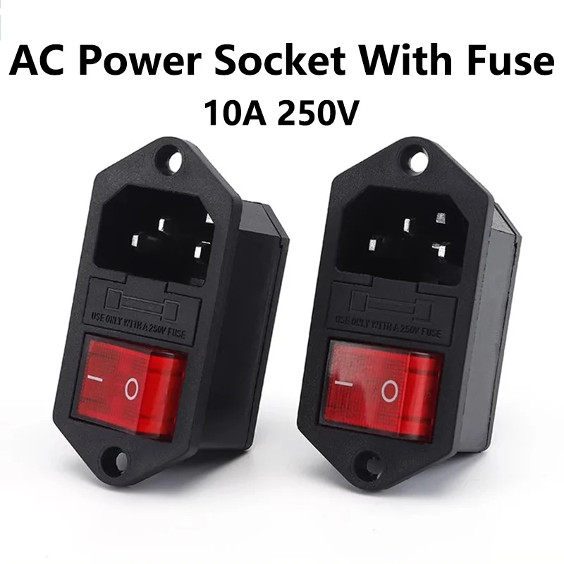 AC-01B-1 레드 3 단자 전원 소켓, 10A 퓨즈 스위치, Wlre LZ-14-F19 AC 전원 코드, 입구 플러그 소켓, 10A250VAC, 5 개, 20 개 
