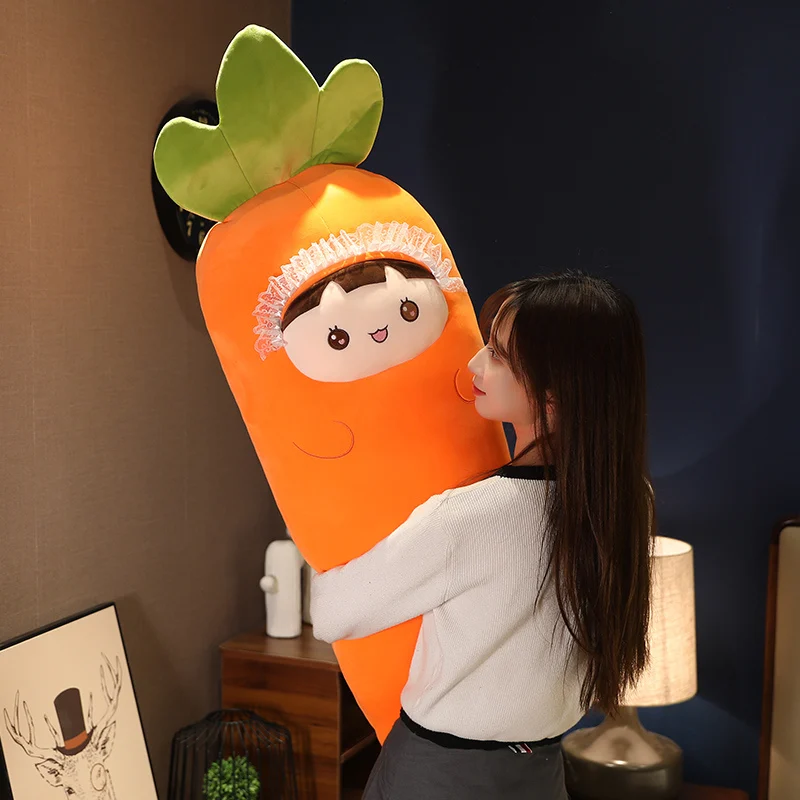 

Игрушка плюшевая Морковка с милым мультяшным лицом ребенка, 30-125 см, имитация овощей, строительные куклы, мягкие набивные игрушки для детей, подарок