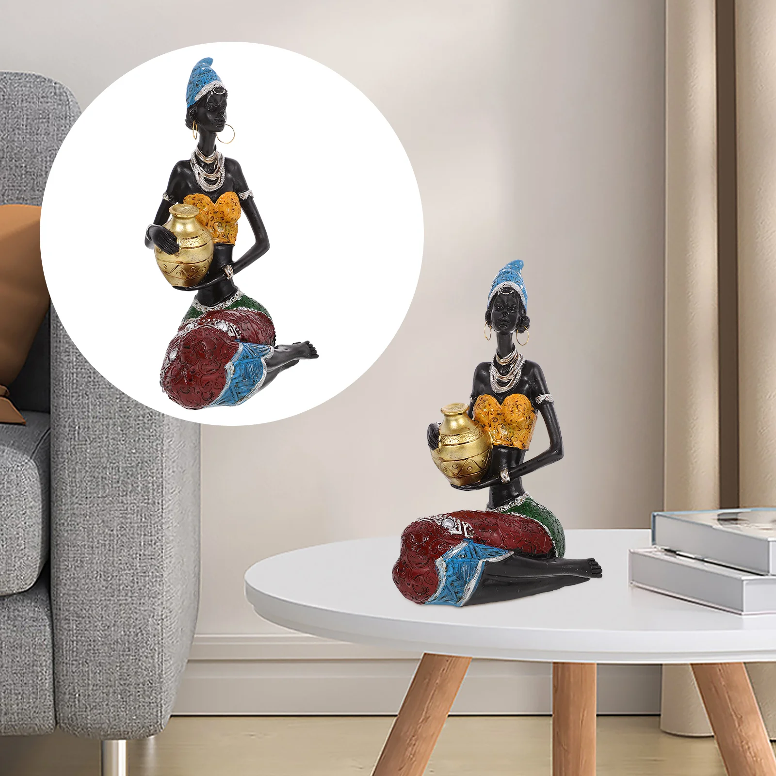 

Statues African Black Women Decorations Lady Figurine Desktop Resin Ornament