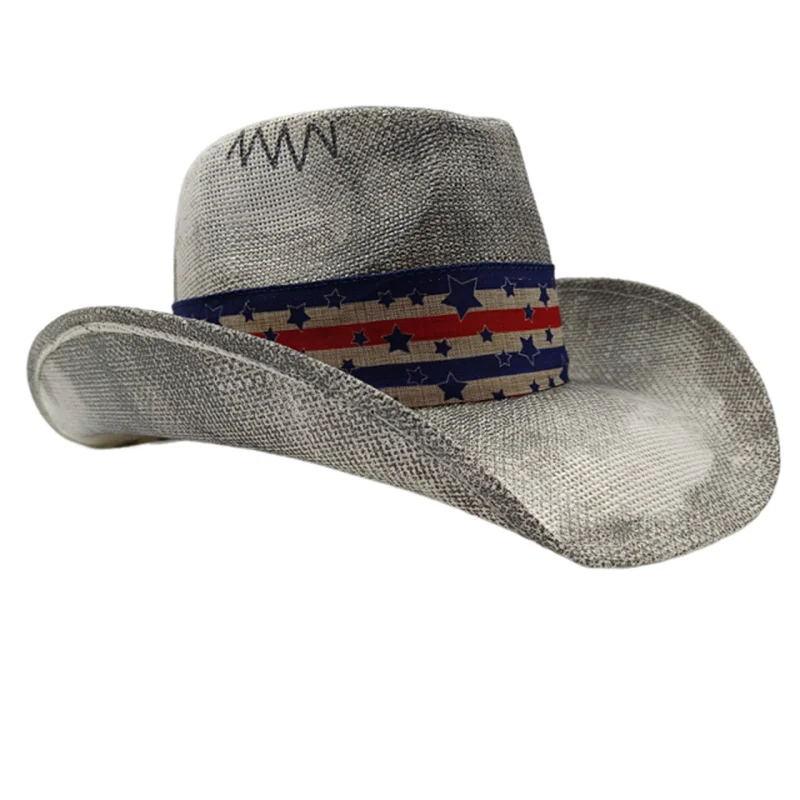 Schwarzer Cowboyhut mit silbernem Rand für Sommer, Outdoor, Reisen, Stern-Cowboyhut für Männer und Frauen, Retro-Gentleman-Dame, Sombrero Vaquero – Detail 6