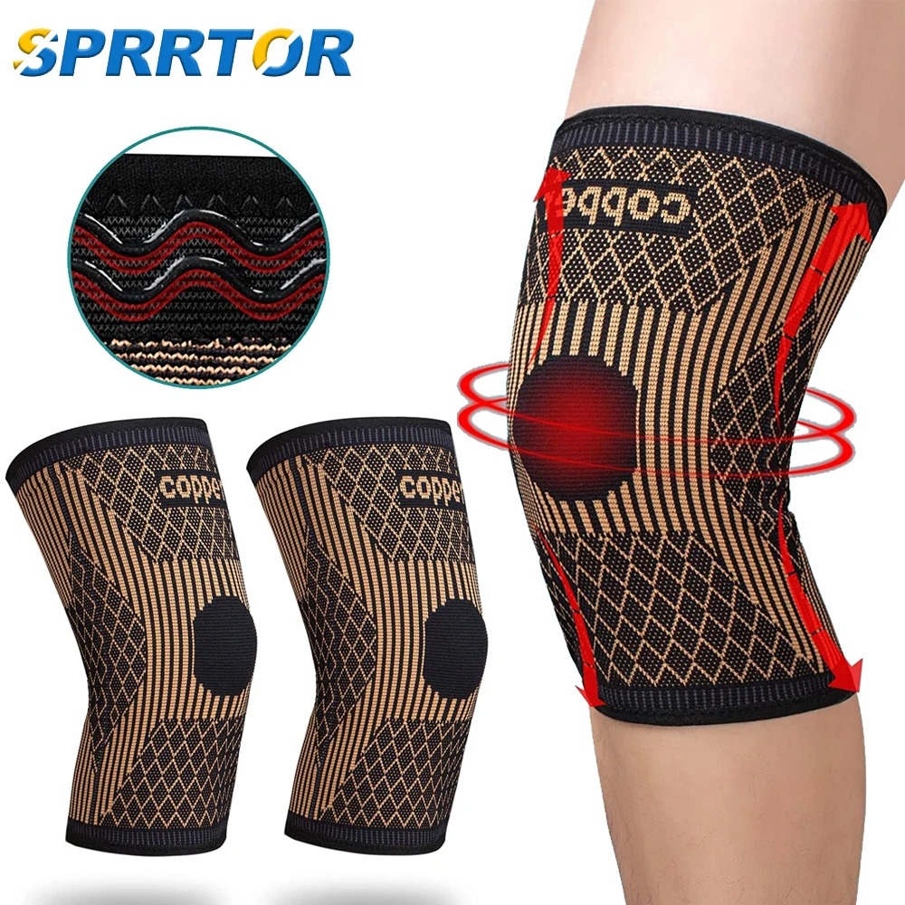 Genouillère en cuivre pour femmes et hommes, genouillères en cuivre pour moto et soutien, manchon de compression en fibre de cuivre Ions, 1PC