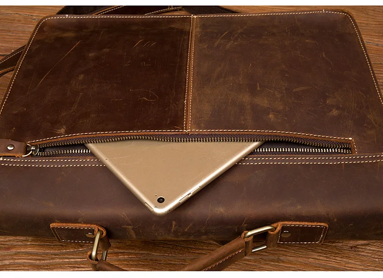 Distressed Brown Laptop Shoulder Bag Briefcase