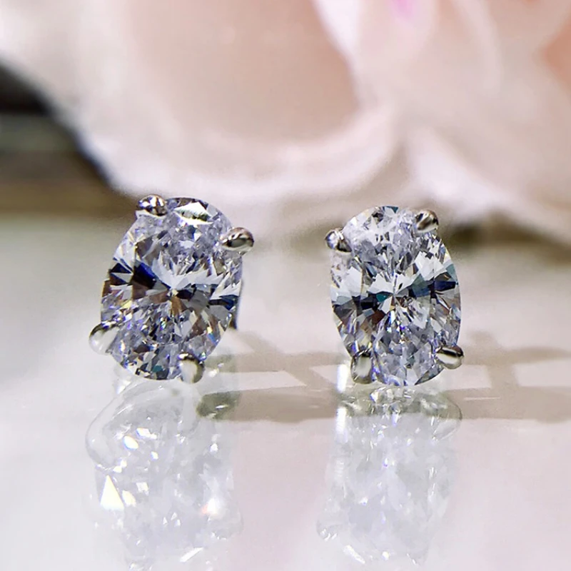 Cubic Zirconia Earrings CAOSHI Simple Oval-shaped for Female Jewelry