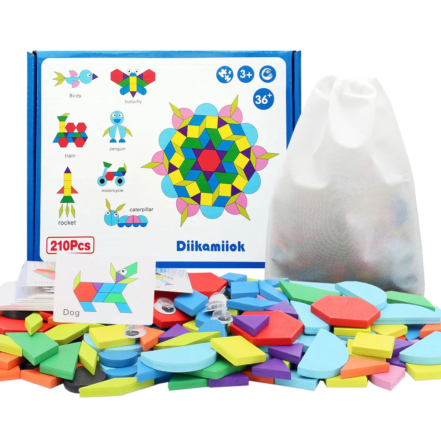 Deluxe Wooden 3D Puzzle Set - Educational Montessori Toy with Geometric Shapes and Cards