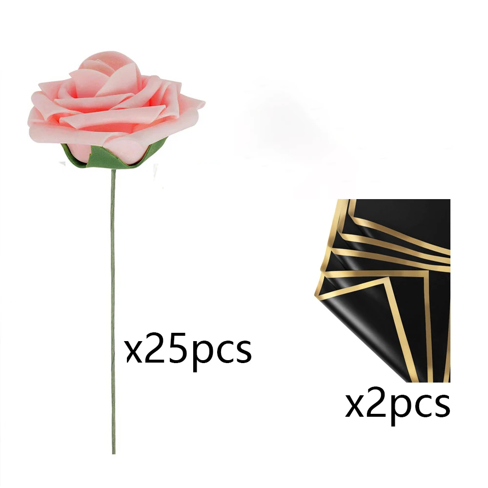 Elegant Red Rose Artificial Bouquet Set - 25 Piece Collection for Stunning Wedding and Party Decor