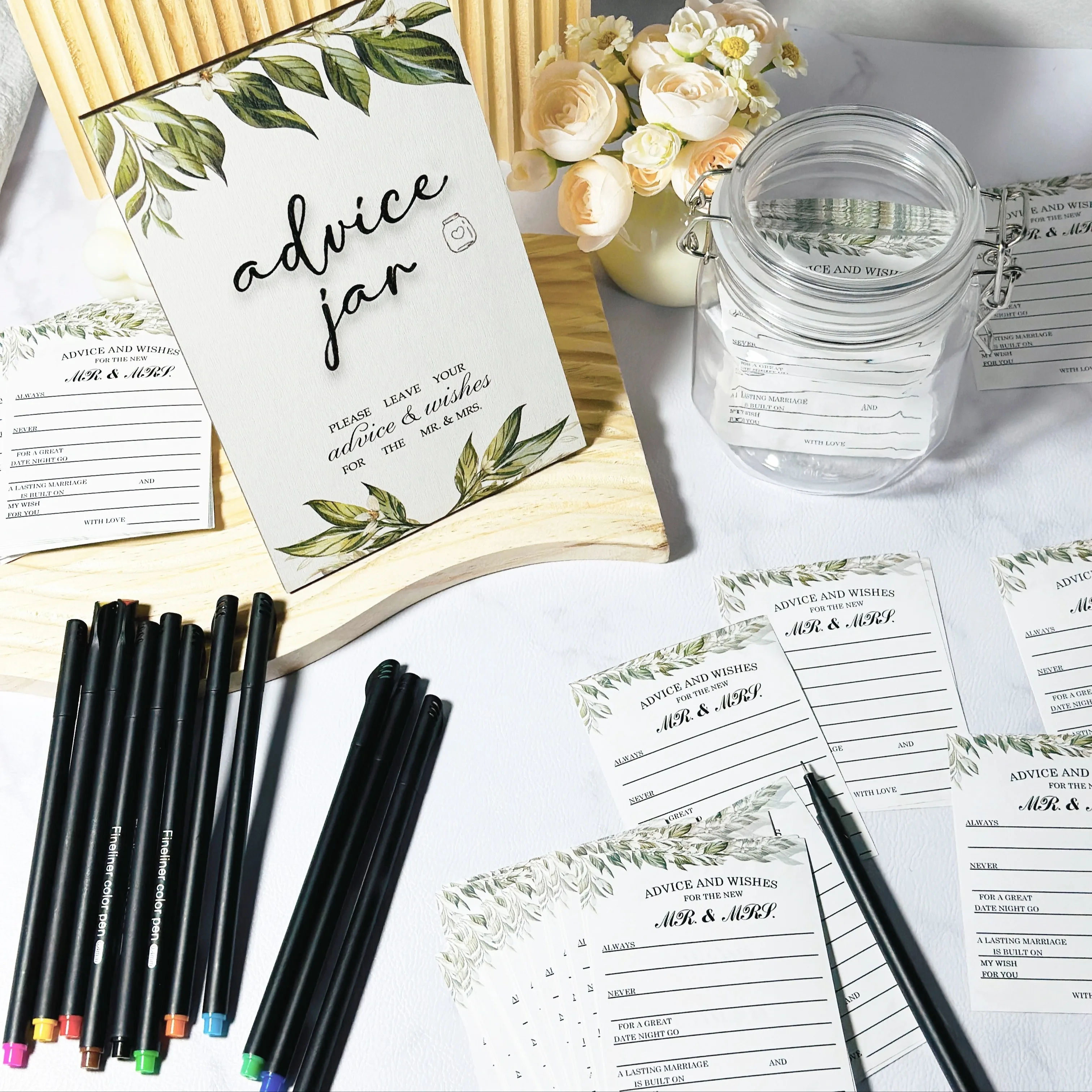 Bridal Shower Decoration Guest Book For The Mr and Mrs Wedding Advice Sign Advice and Wishes Cards Wedding Wish Jar For Guest