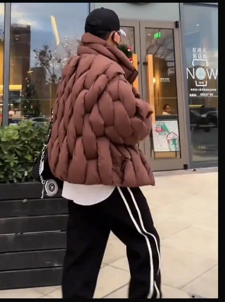 Winter Parkas Men Puffer Jacket Streetwear Warm Thick Zipper Windproof Outerwear Long Sleeve Couple's Bread Jacket Coat Parka