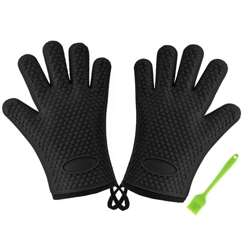 

BBQ Gloves, Heat Resistant Gloves, Silicone Waterproof Non-Slip Oven Mitts For Barbecue, Kitchen Cooking, Grill, Oven