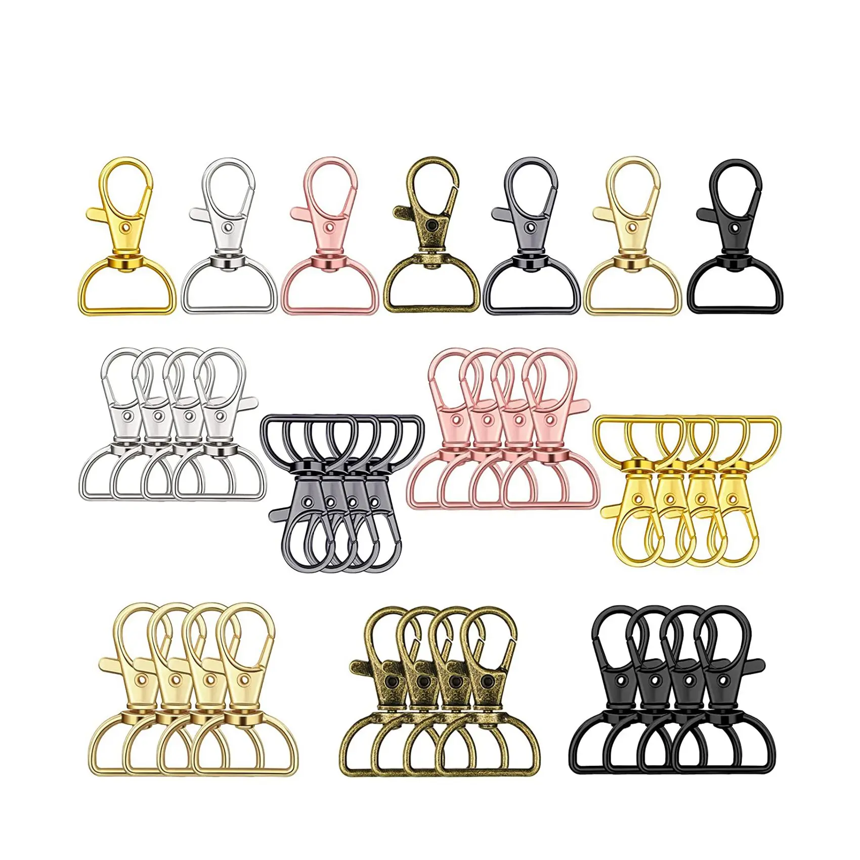 

70 Pieces Swivel Clasps Lanyard Snap Hooks Keychain Clip Hook for Lanyard Key Rings Crafting Purse Sewing