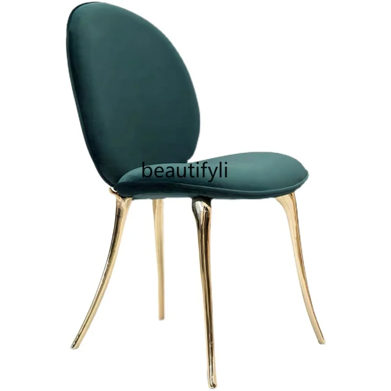 

Italian Leisure Chair Light Luxury Pure Copper Dining Chair Reception Chair