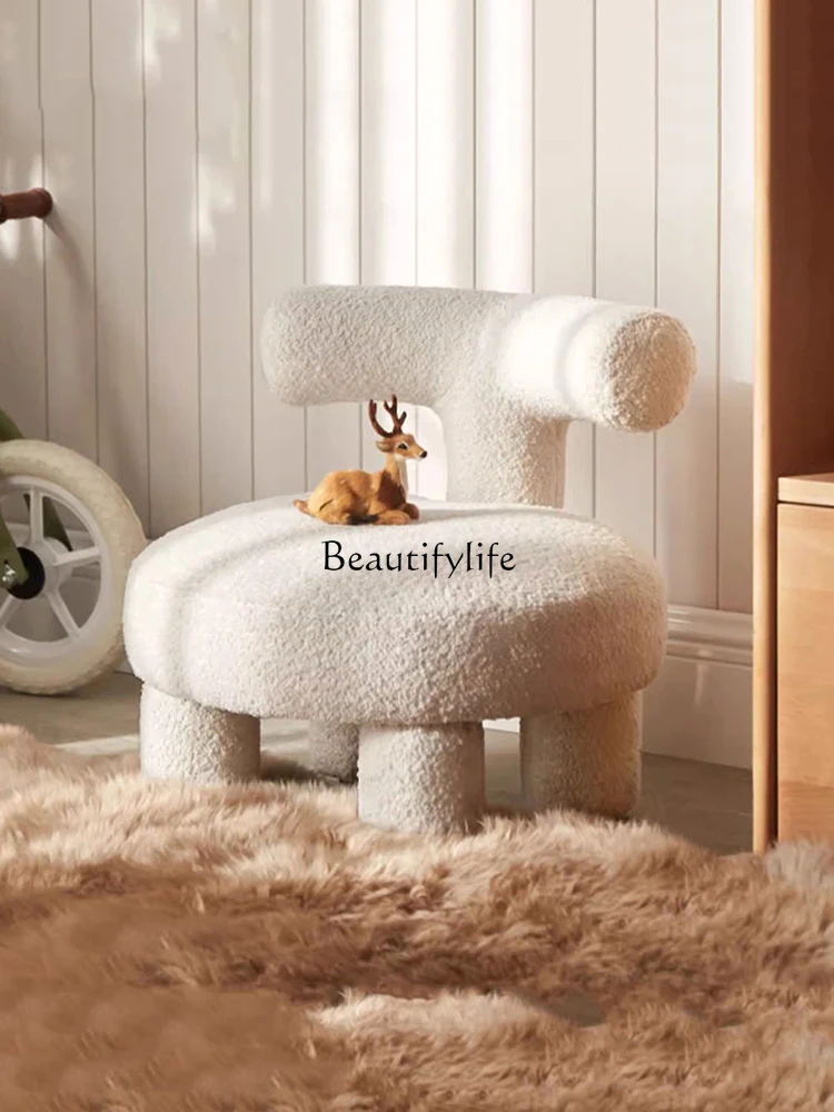 

Lamb Wool Sofa Stool Creative Cute Stool Soft Seats