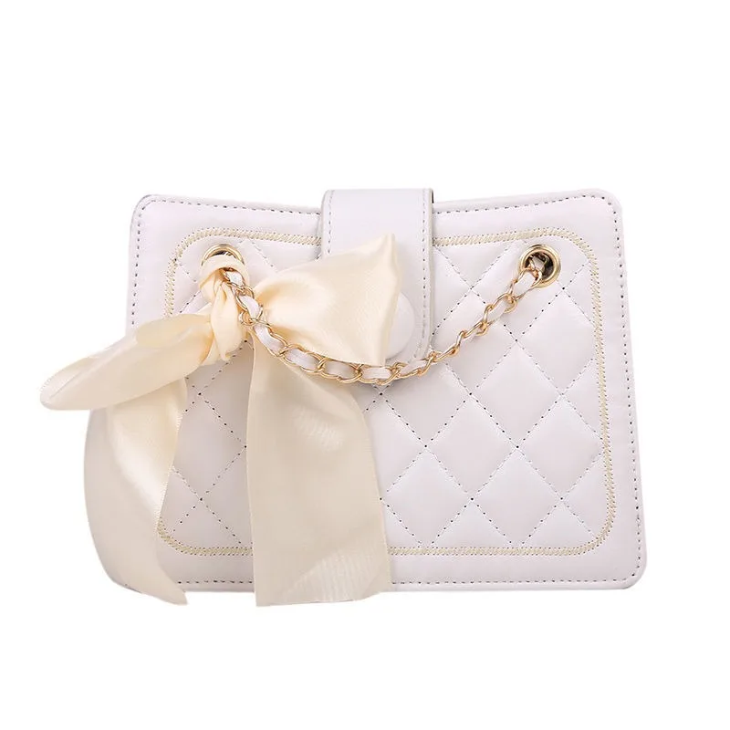 

Silk scarf bag women's new fashion diamond lattice chain bag texture shoulder underarm bag crossbody bag