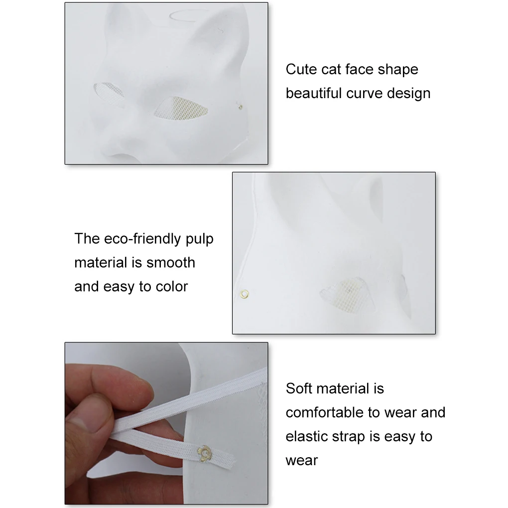 Halloween Mask Party Masks Masquerade Mask 3D Printed Mask 3D Face Masks Superhero Mask Unpainted Therian Mask Kit Paper Blank Masks Half Face Hand-painted Cat Mask DIY Masks For Masquerade Cosplay Party Christmas