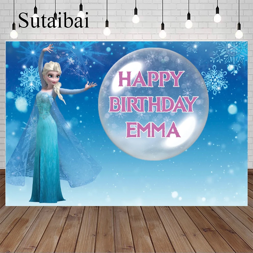 

Disney Frozen Anna Elsa Princess Birthday Backgrounds Decors Vinyl Cloth Party Backdrops Baby Shower Supplies Kids Girls Gifts