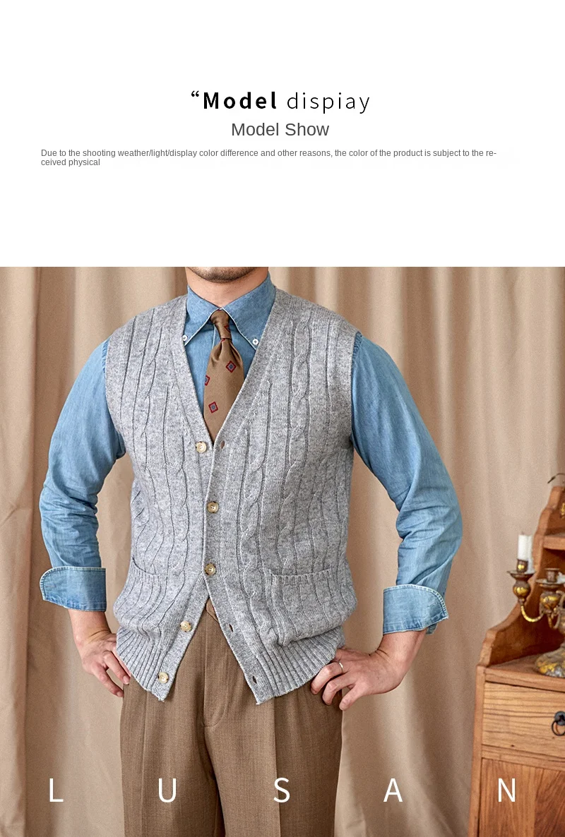 Vintage japanischer Stil lässig Herbst und Winter Wolle Jacquard ärmellose Strickjacke Weste britische kleine Capital Weste – Detail 15