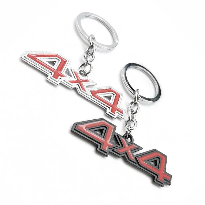 

1 Pieces Chrome Red/Black Red 4X4 Key Chain Car Keychain Ring Keyfob Universal Accessories Interior Decor