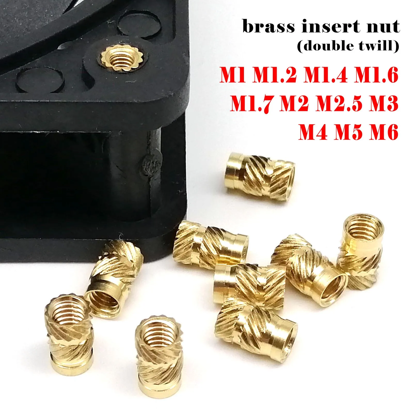HZYUEGOU M2 bis M10 Messing-Kupfer-Einpressmutter für Heißschmelz-Spritzguss 3D-Druck Doppelt Rändeltes Gewinde – Detail 3