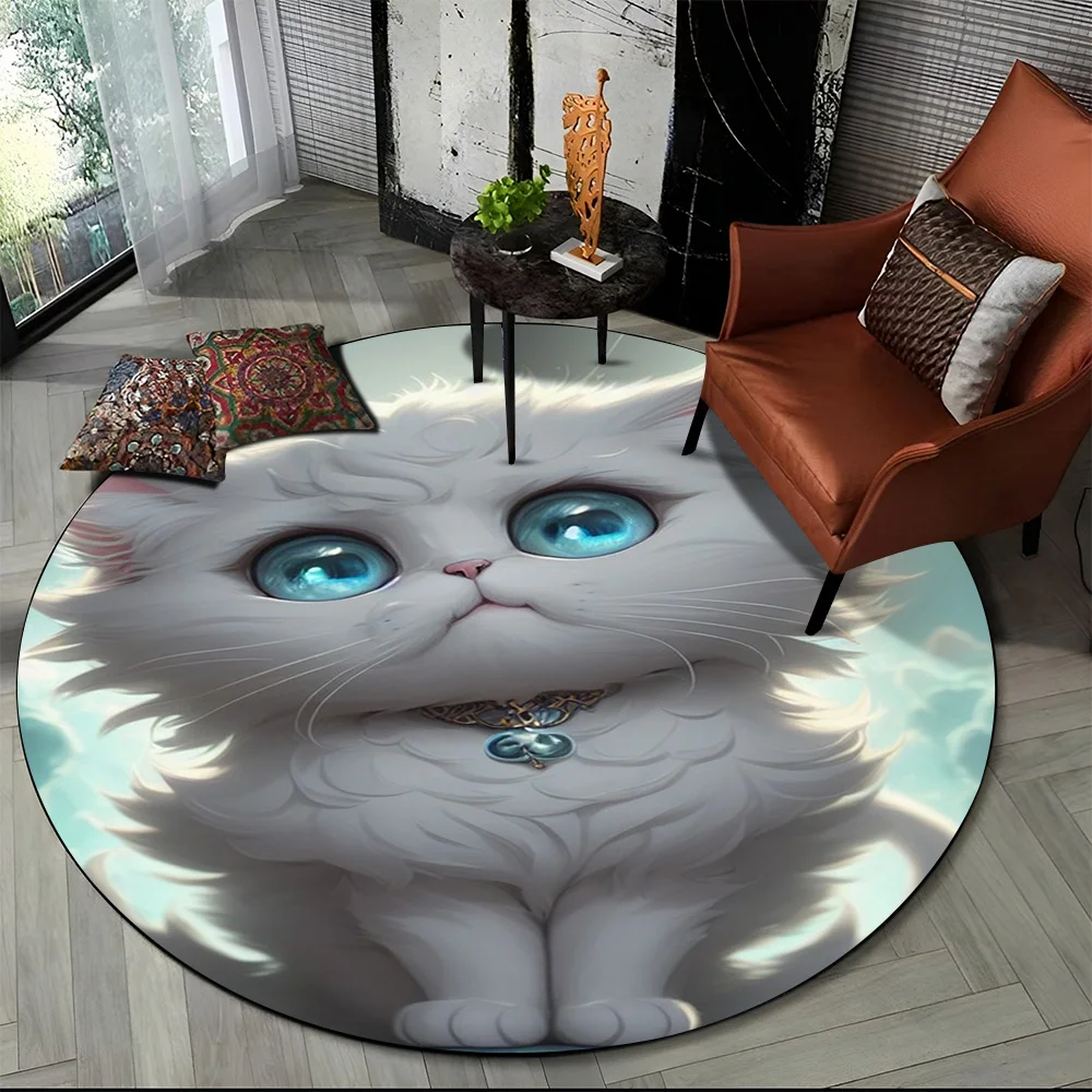 Tapete redondo 3D gato persa, tapete para sala de estar, quarto, decoração de sala de jogos infantil, tapete antiderrapante para animais de estimação, desenho animado de trapo, fofo 15 Sf19d3e6c7f7f461e9563fa85b07efc78r