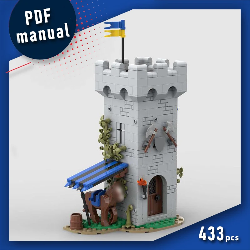 

black eagle watchtower bricks modular castle lookout tower blocks castle tower bricks blocks Modular Medieval birthday moc gift