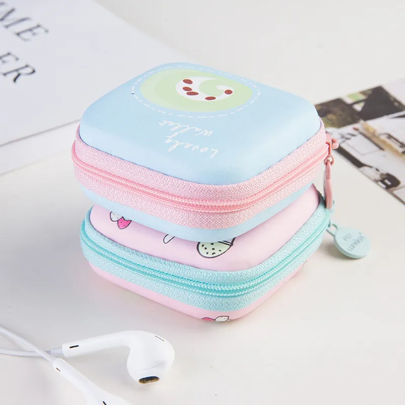 

Mini Colored Lovely Girls Coin Bag Portable Round Zipper Purse Headset Jewry Storage Organizer Europe Cute Headphones Gift Box