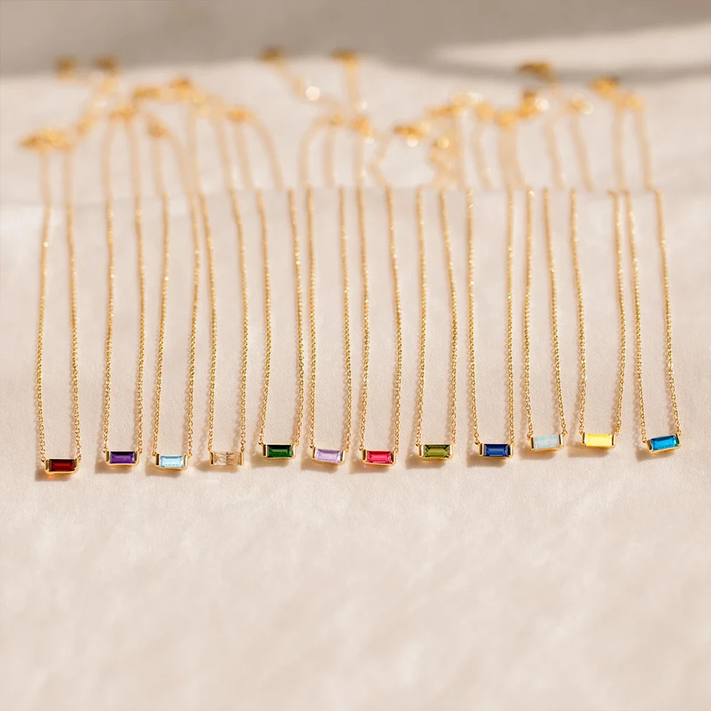 Baguette Birthstone Necklace 4