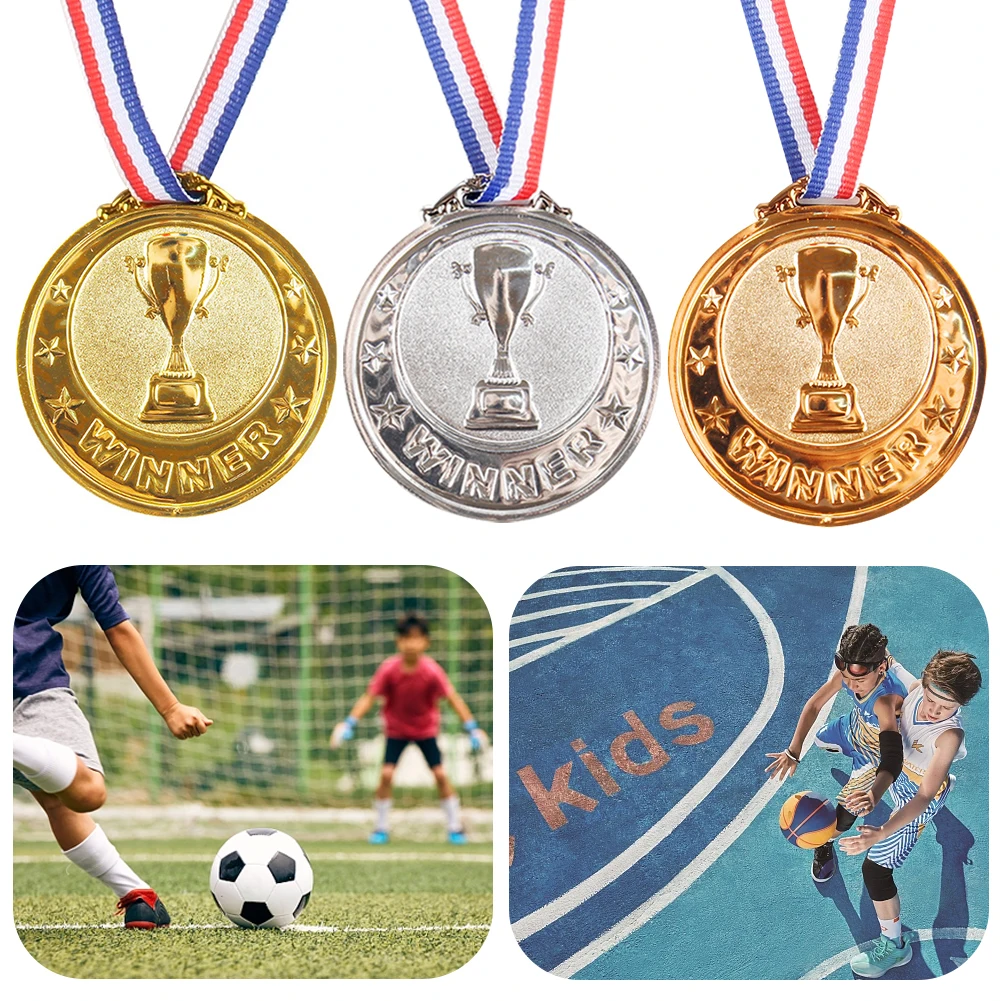 2.55 in Gold Plastic Winner Medal Medal Football Competition Prize Souvenir Gift Kids Golden Winner Awards for Kids Adults