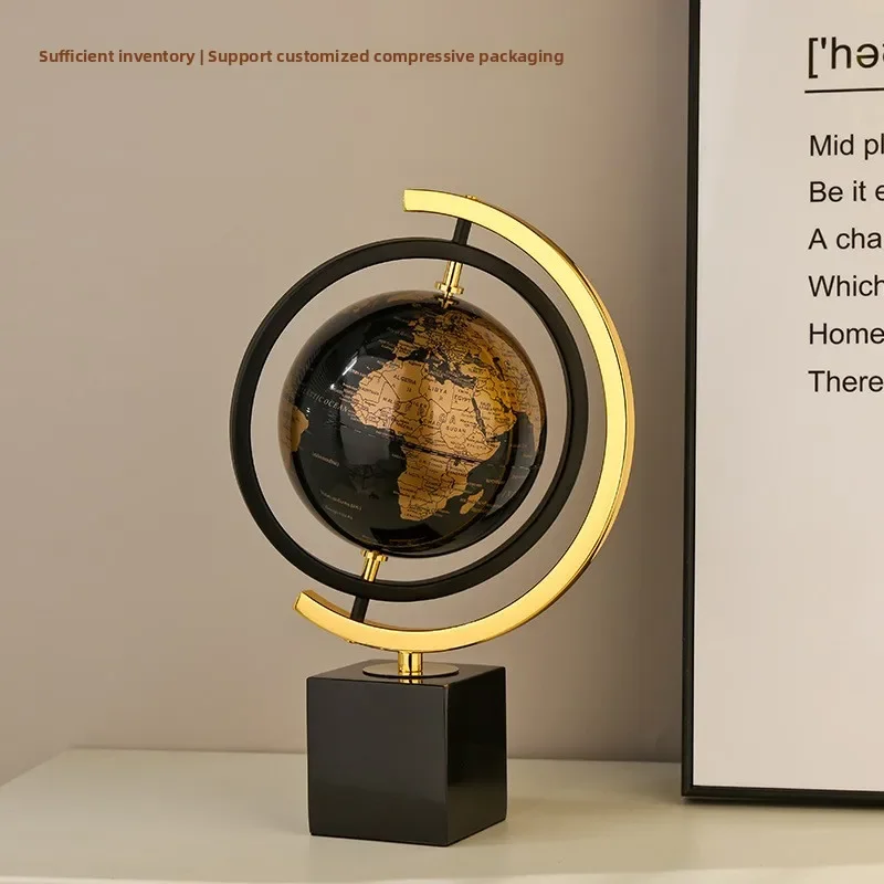 مجسم كرة أرضية معدني دوار من الرخام