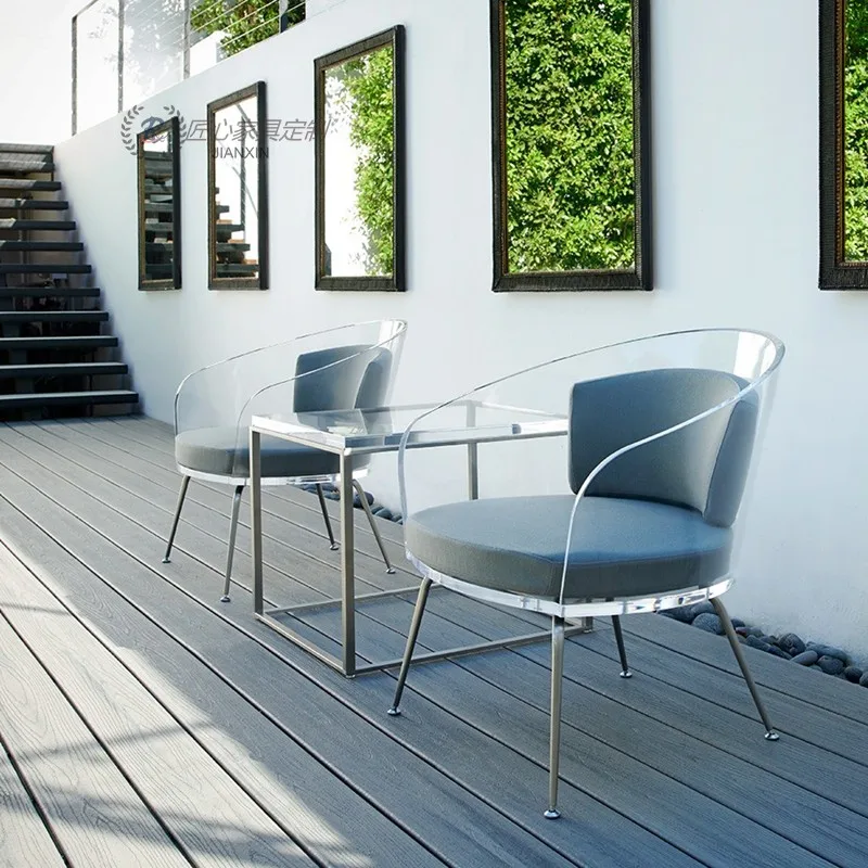 

Modern Minimalist Transparent Acrylic Leisure Chair Designer High-end Metal Sofa Chair Reception Adult Negotiation Chair
