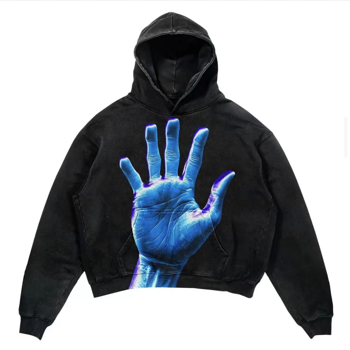 Retro hooded sweatshirt skull print flame Y2K retro hooded pullover jacket street style goth casual fashion men's Harajuku top