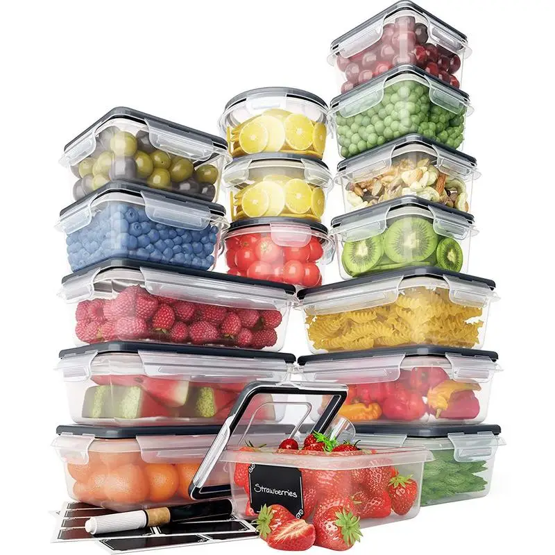 

Food Storage Containers Refrigerator Fruit Storage Box With Lid Leak Proof Airtight Snap Lock Stackable Clear Lunch Containers