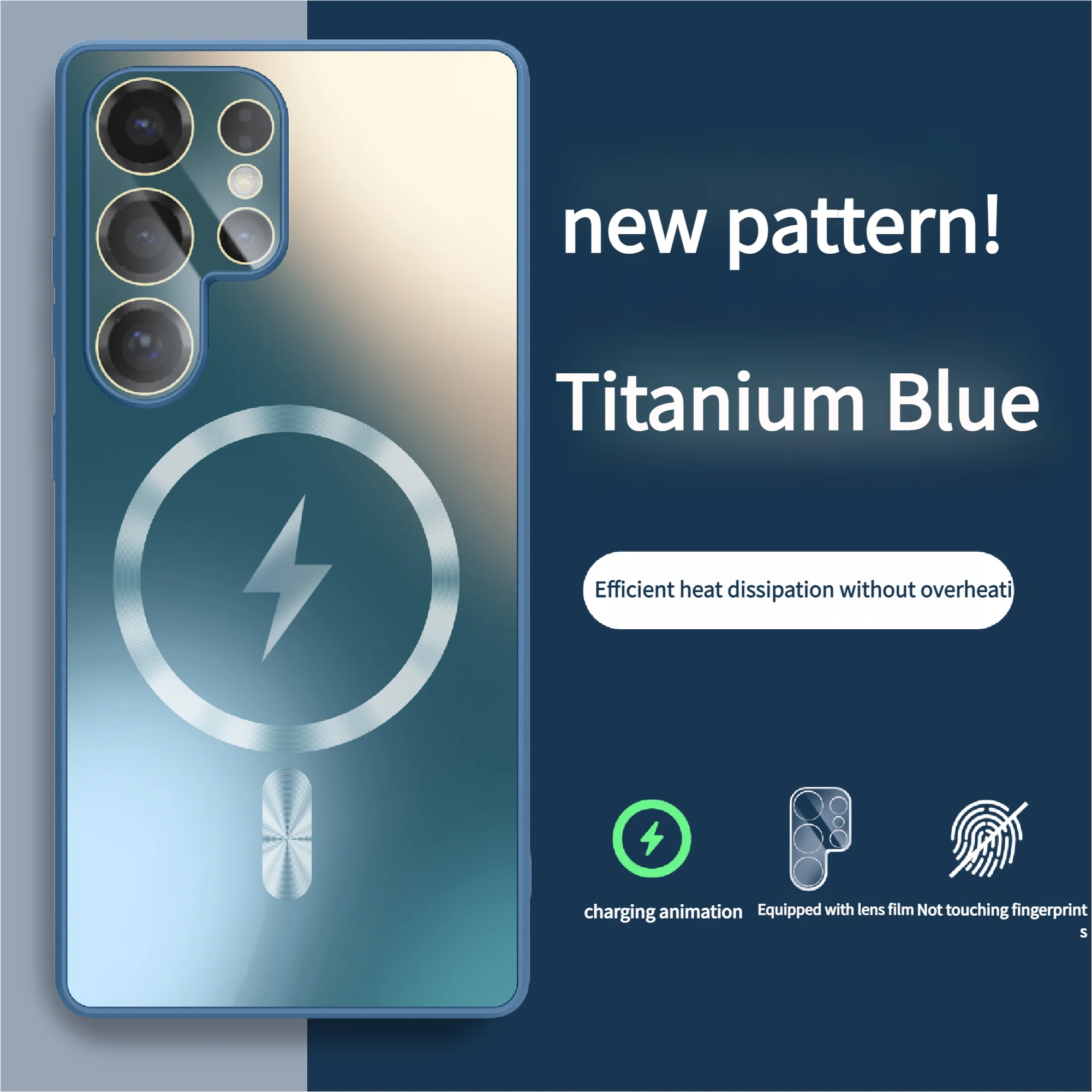Ultra Thin Matte Magnetic Wireless Charging Case with Glass Lens Protection - Shockproof Cover