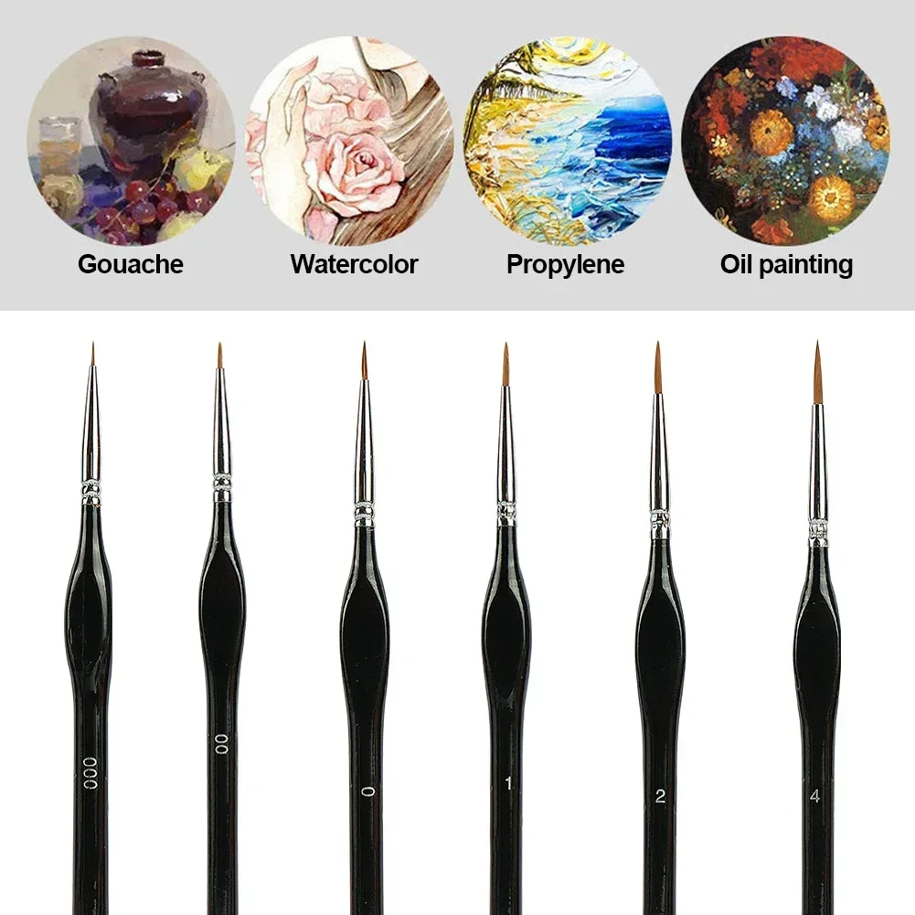 6/7Pcs Professional Sable Hair Paint Brush Set - Miniature Art Brushes for Drawing Gouache Oil Painting Brush Art Supplies 3