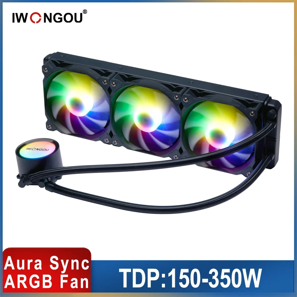 Iwongou Water Cooler 120Mm Lga 1700 4Pin Rgb Fan Liquid Cooler Intel Lga 1150 1151 1200 1700 2011 Am3 Am4 Processor Cooler