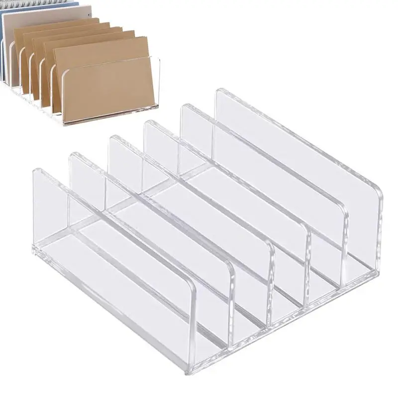 

Clear File Organizer 5 Compartments Acrylic File Sorter For Desk Mail Organizer Countertop Document Sorter For Envelope Folder