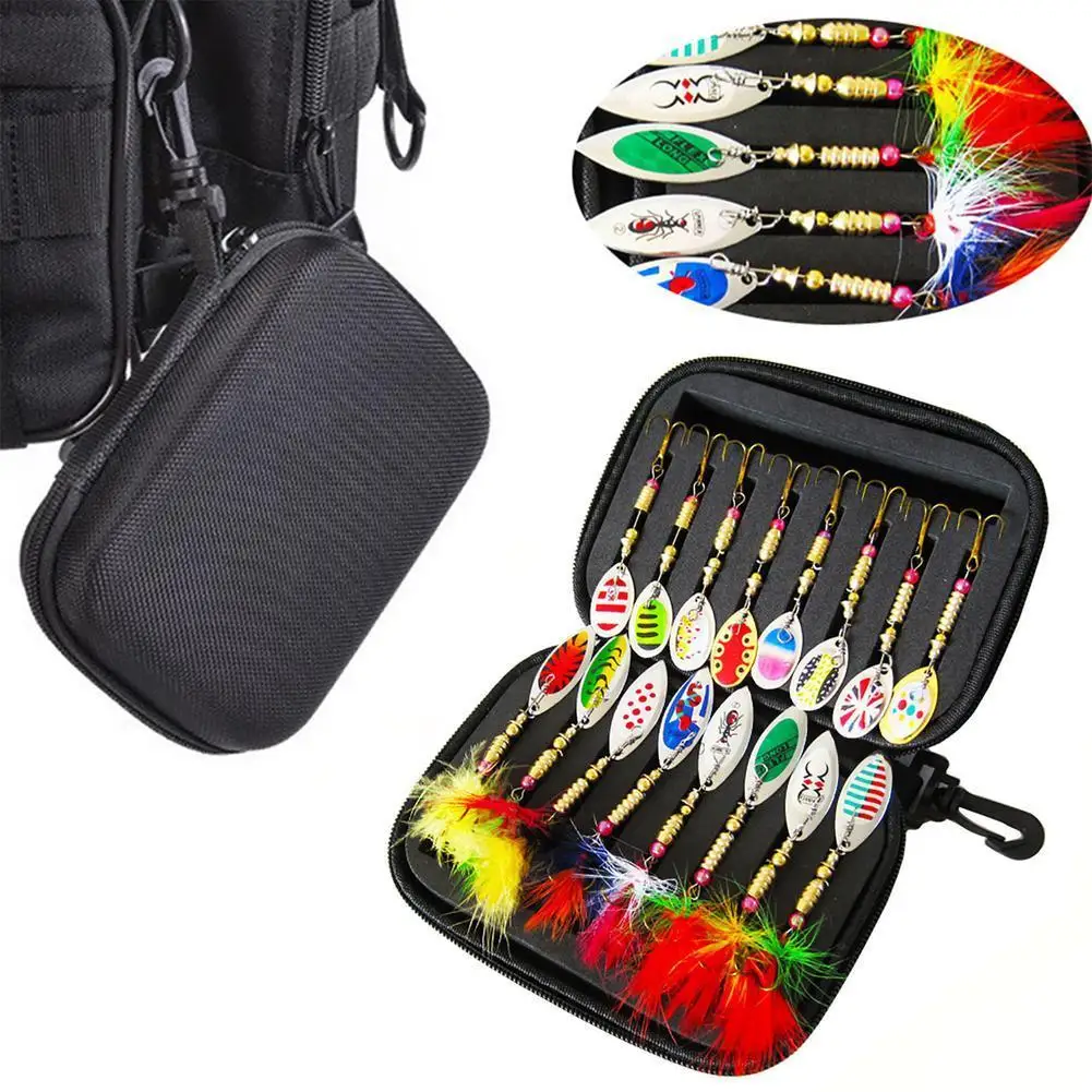 

16Pcs Fishing Lures Spinner Spoon Set Escape Prevention Treble Hooks With Storage Bag For Trout Bass Salmon Dropship