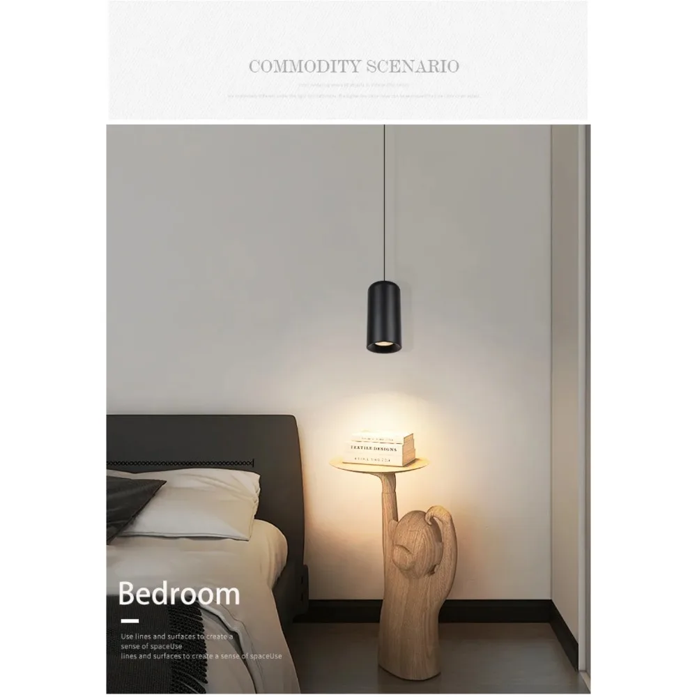 JOYINLED GU10 LED Pendant Spotlight Modern Nordic Ceiling Lamp MR16 Bulb Replaceable for Restaurant Bedside Long Line Lighting