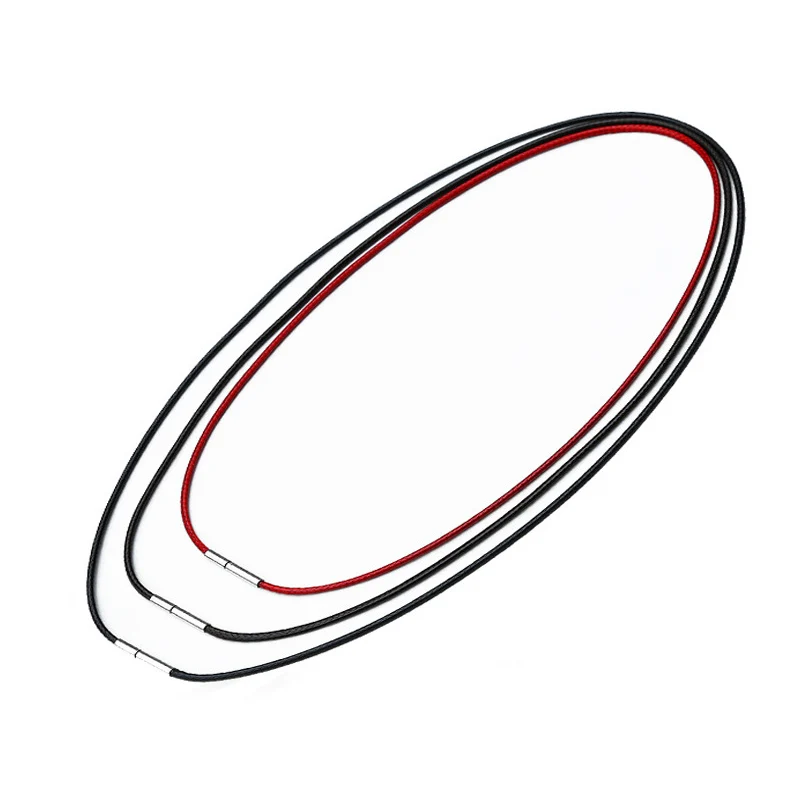 1/1.5/2/3Mm Necklace Cord Black Leather Cord Wax Rope Lace Chain Stainless Steel Rotary Buckle For Diy Necklace Jewelry Making