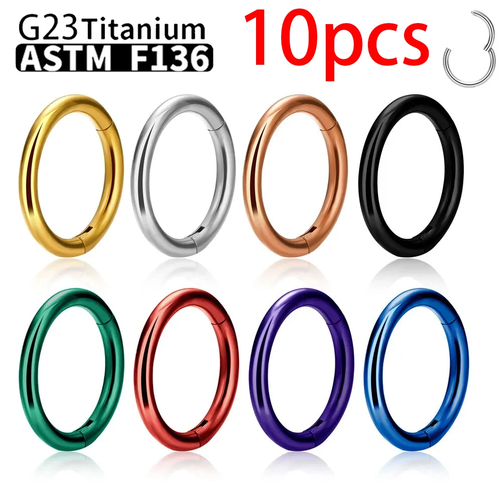 10Pcs Nose Rings G23 Titanium Nose Ring For Women And Men Piercing Jewelry Lip Ear Ring Hoop Mixed Color Body Clips Hinged 2