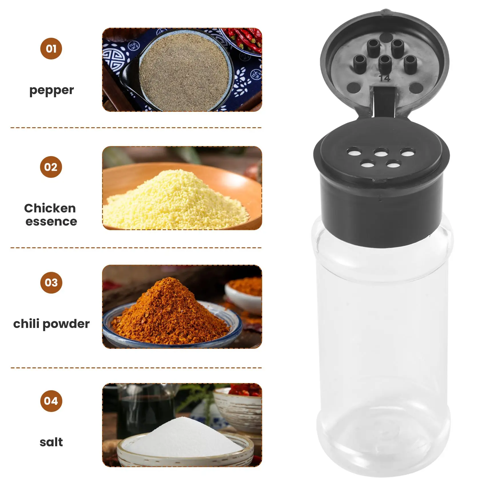 20Pcs/Set 100Ml Spice Salt Pepper Shakers Black Seasoning Jar Can Pepper Bottle Barbecue Condiment Kitchen Gadget Tool kitchen tools
