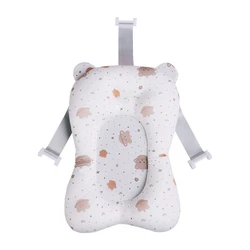 Adjustable Newborn Baby Bath Support Cushion - Foldable, Secure, and Floating Shower Mat (White bear)