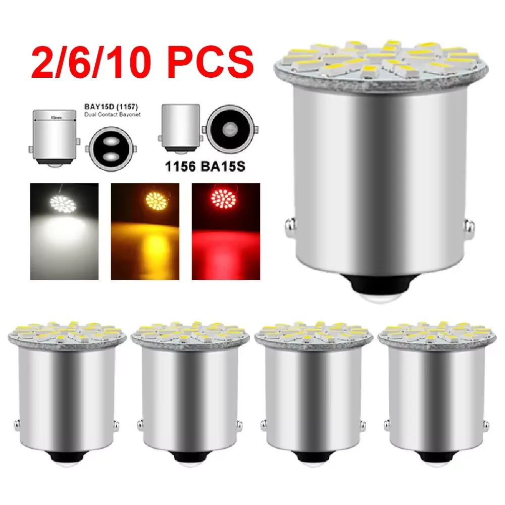 방향 지시등 LED 전구 1156 BA15S R5W R10W 1157 BAY15D 3014 22 SMD 주간 주행 램프 6000K 흰색