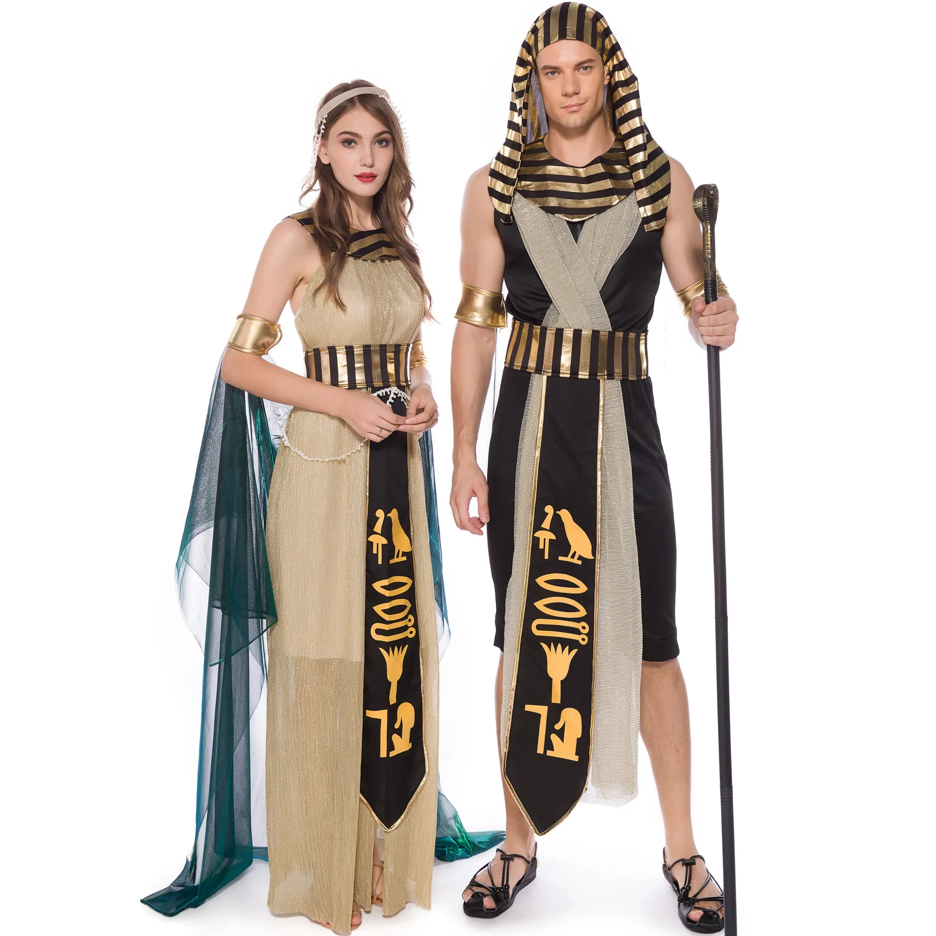 

Halloween Carnival Pharaoh Cleopatra Couples Egypt Egyptian Queen Costume Myth Goddess Role Play Cosplay Fancy Party Adult Dress