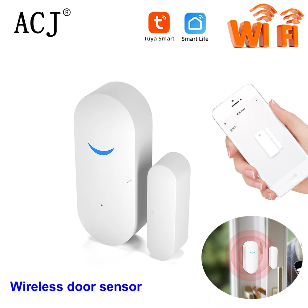 

Tuya Smart WiFi Door Sensor Open Close Detector Smartlife App Control Notification Compatible with Alexa Google Home